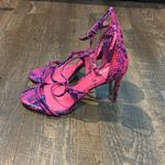 Giani Bernini Gianni‎ Bini Womens Kameela Snake Print Heels Strappy Leather Pink Purple 8.5 Photo 2