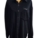 Guess  Classics Black Velvet Button Down Shirt Long‎ Sleeve Casual Top XL Photo 0