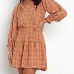 Petal and Pup Petal + Pup ‘Sorah’ Plaid Long Sleeve Cinched Waist Above Knee Dress Size 4 Photo 0
