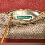 Carrie Dunham Leather Python Metallic Taupe Wristlet Zipper Closure Photo 5