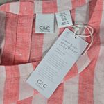 C&C California ‎ Pink Vertical Stripe Button Back Linen Tank Top XL NWT Photo 2
