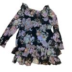 Boston Proper Floral Ruffle Whimsy Large Button Blouse Photo 5
