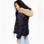 Topshop Nordstrom Removable Faux Fur Hoodie Puffer Zip Up Drawstring Jacket 4 Photo 1