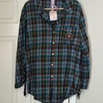 Brand New Savage X Fenty Tied Up Tartan Raw Hem Sleep Shirt Plaid Blue Size XL Photo 0