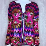 Vintage 1980’s bright Sequin Shimmer Long sleeve Jacket Blazer Cardigan sweater Pink Size M Photo 8