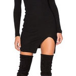 J.O.A. Black Knit Bodycon Slit Dress REVOLEXS Photo 0