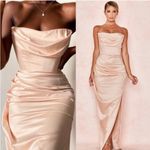 House Of CB  S D-DD Adrienne Champagne Maxi Satin‎ Strapless Draped Corset dress Photo 1