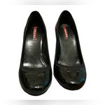 Prada  Cocco Lux Print Wo's 6 Eu 36.5 Black Croco Embossed Leather Pumps $975 NEW Photo 2