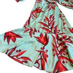 PatBo Mint Green Wrap Dress Puff Sleeves Cranberry Leaf Print Size 8 Women's Photo 9