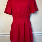 Womens Red Short Rompers Tie Front Medium NWOT Photo 8