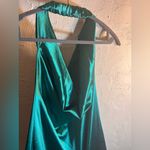 Emerald Green Teal Halter Dress evening prom wedding draped front back stretch M Size M Photo 9