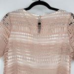 NWT Adiva Beige Crochet Lace Overlay Short Sleeve‎ Top Medium Boho Bohemian Tan Photo 6