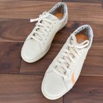 Keds  Cream Leather Sneakers with Orange Stripe‎ & Leopard Print Accent Photo 1