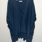 Hinge Nordstrom  Sweater Poncho Detailed Border buttons women’s Medium large Photo 2
