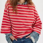Free People NWT C'est La Vie Tee in Red Combo Photo 0