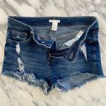 H&M Distressed Mid Waisted Dark Denim Shorts | 4 Photo 2