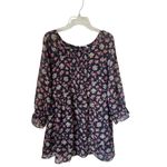 Free People Size 4 Black Multicolor Floral Babydoll Mini Tunic Dress Fairy Photo 3