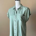 Calvin Klein JEANS | Sage Green Boxy Fit Button Down Blouse Sz S Photo 2