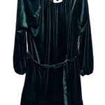 Draper James  RSVP Emerald Green Velvet Ruffle Tie-Back Dress With Belt & Long Sl Photo 0