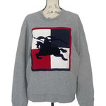Burberry  Grey Sweatshirt Large Logo Equestrian Knight Graphic 100% Cotton Photo 0