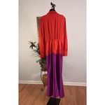 Novalux Maxi Dress Women Burnt Orange Purple Tie Dye Twist Front Plunge V Neck Size M Photo 4
