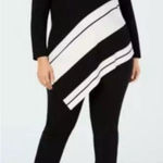 Alfani  Plus Size 3XL Asymmetrical Hem Striped Sweater Black $76 Black White Photo 0