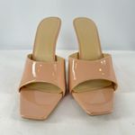 Wild Diva‎ Lounge Vegan Leather Square Open Toe Stiletto Heeled Pump in Tan Sz 8 Photo 3