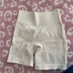 Women's Cream Ribbed Shorts White Photo 1