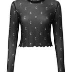 KILLSTAR  mystica moon crop top Long sleeve sheer size small Photo 0