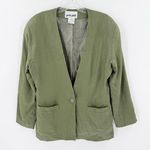 Peck & Peck  Women's Green Pockets Long Sleeve Linen Blend Jacket Size 10 Photo 0
