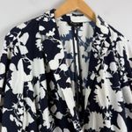 Talbots  Blazer Jacket Women's 1X Plus Navy White Floral One Button Front Career Photo 2