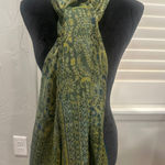 Boho Paisley Print Scarf Shawl Wrap Tassel Fringe Green Blue fall winter fairy Photo 0
