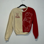Disney *  Winnie The Pooh Women’s Long Sleeve Sweatshirt Crop Color Block 1012 Photo 0