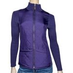 J. McLaughlin  Women’s Size S Purple Quilted Silk Ribbed Cotton Sweater Jacket Photo 2