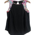 Anthropologie  Sanctuary Linen Black Contrast Multicolor Straps Keyhole Tank Top Photo 0