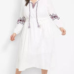 Lane Bryant  Boho White & Purple Embroidered Tassel Midi‎ Dress Sz 26 NEW Photo 0