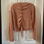 Ambiance Orange/Pink Lace Up Back Cropped Sweater Photo 7