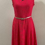 Hot Pink Lace Midi Dress Size 6 Photo 0