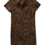 Show Me Your Mumu Leopard Print Button Down Mini Shirt Dress Size Small Stretch Photo 0