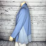 LOGO By Lori Goldstein LOGO Lounge Sz 2X Blue - Swiss Dot Chiffon Trim Open Front Knit Cardigan Jacket Photo 1