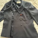 Kasper for ASL navy blue knee length Skirt Suit, size 6 collar details office Black Photo 7