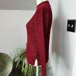Salvatore Ferragamo  Wine Red Silk‎ Open Weave Sweater Mock Neck size Medium Photo 2