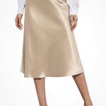 ZARA A-line Midi Satin Beige Skirt Size XS Photo 0