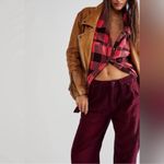 Free People Stay Awhile Carpenter Pants Mulberry Size 4 Purple Maroon Wide Leg Photo 1