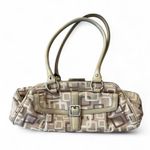 Nine West Y2K tan and brown preppy shoulder bag with a light pink interior Photo 1