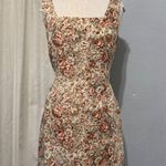 Vintage 90s RESCALA Linen Floral Square Neck Sleeveless Mini Dress Size 12 White Photo 0