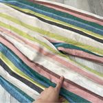 Free People Jumpsuit linen striped plunge straight leg womens Pink (size 2) boho Photo 6