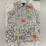 Mercer & Madison Women’s Sz: L Linen Vest Embroidered Bright Spring Flowers. White Size L Photo 3