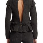 Ganni Phantom Gray Ruffle Open Back Wool Sweater XS NWT Photo 4