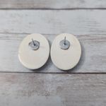 Vintage Stud Earrings For Pierced Ears Cream & Blue Retro Oval Photo 7